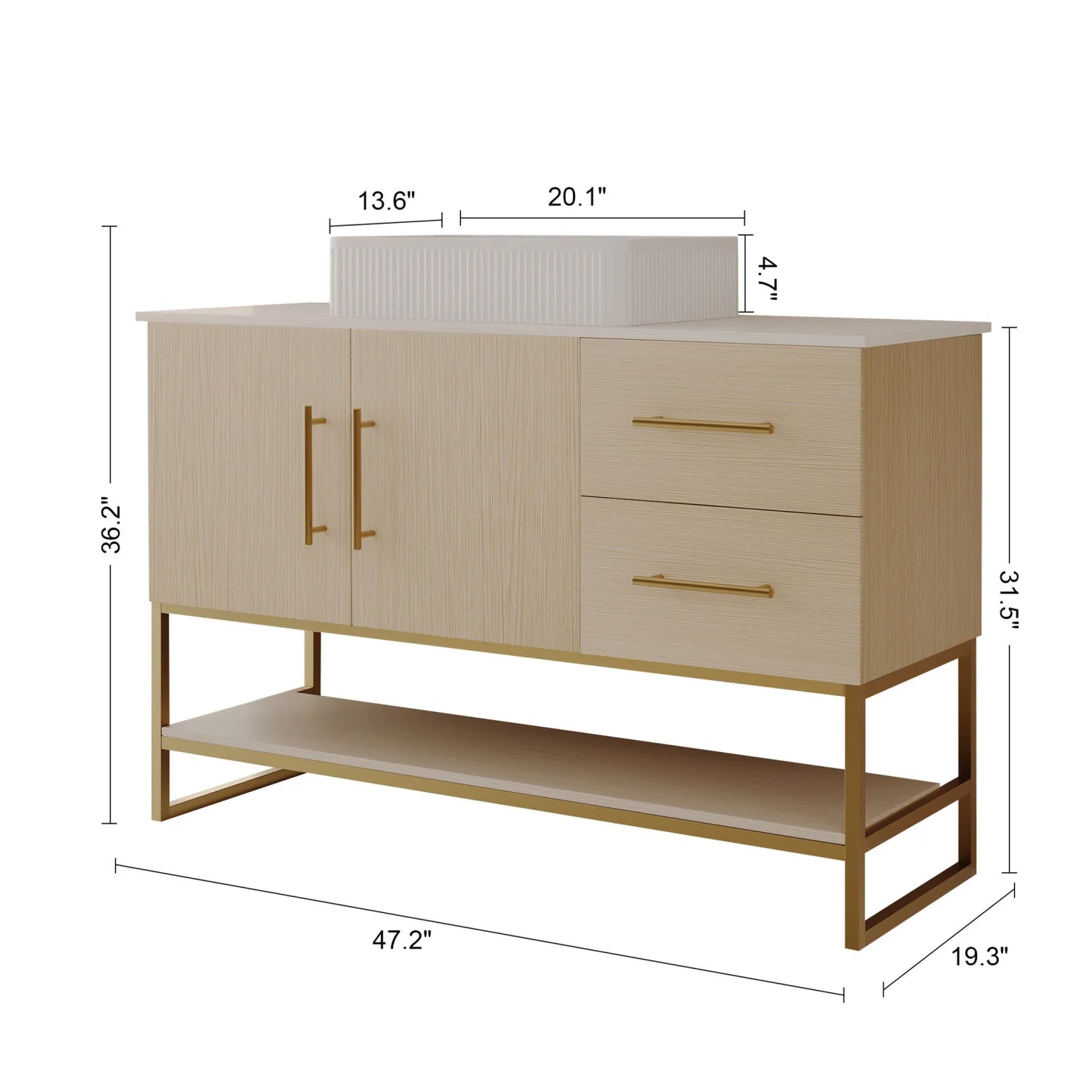 Luxury Modern White Oak Bathroom Vanity European Style for Villa
