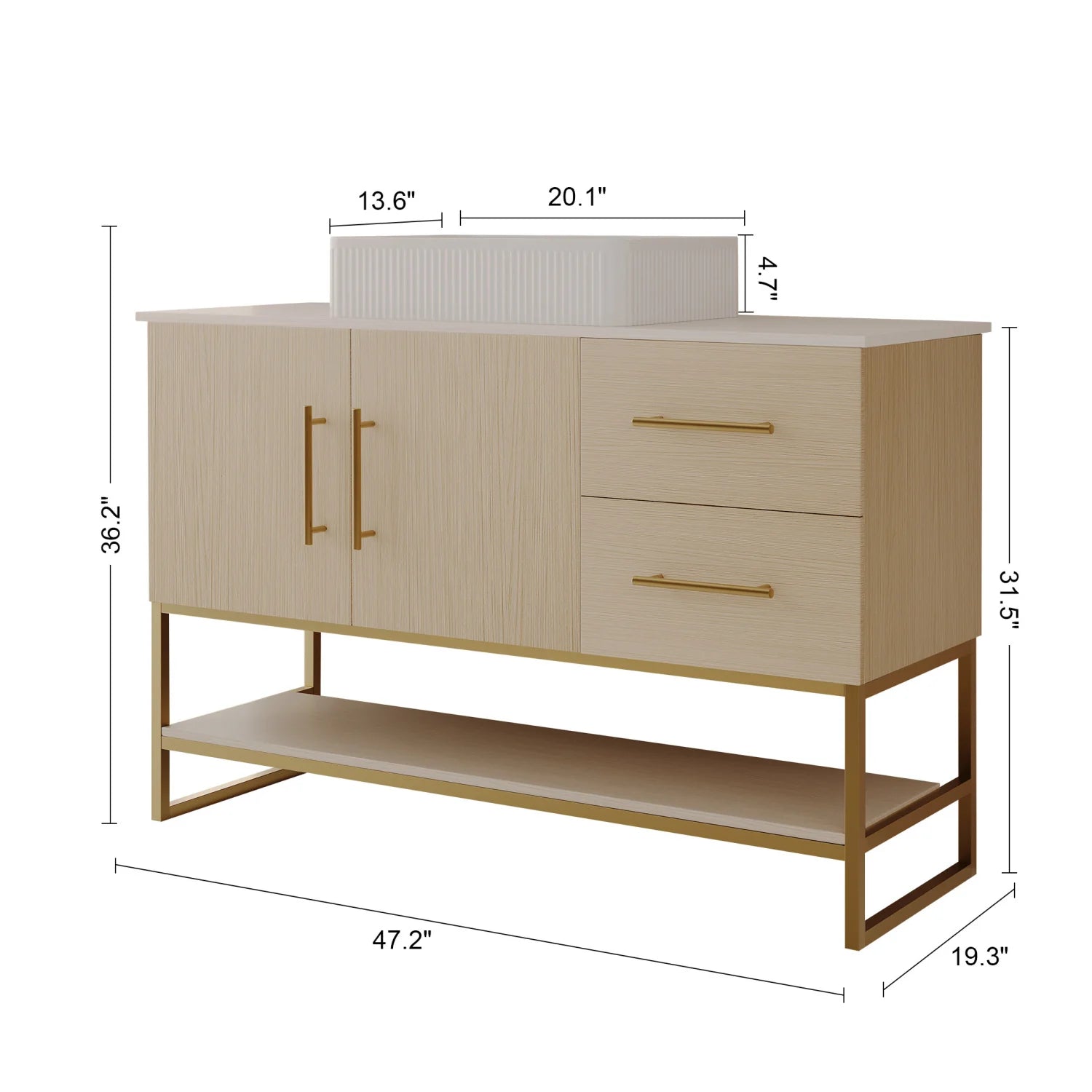 Luxury Modern White Oak Bathroom Vanity European Style for Villa