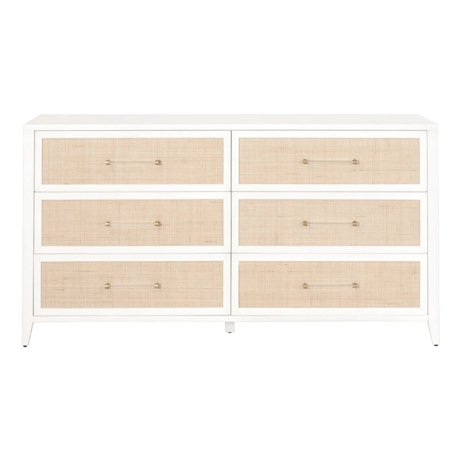 Luxury Modern White Rattan Double Dresser European Style for Villa