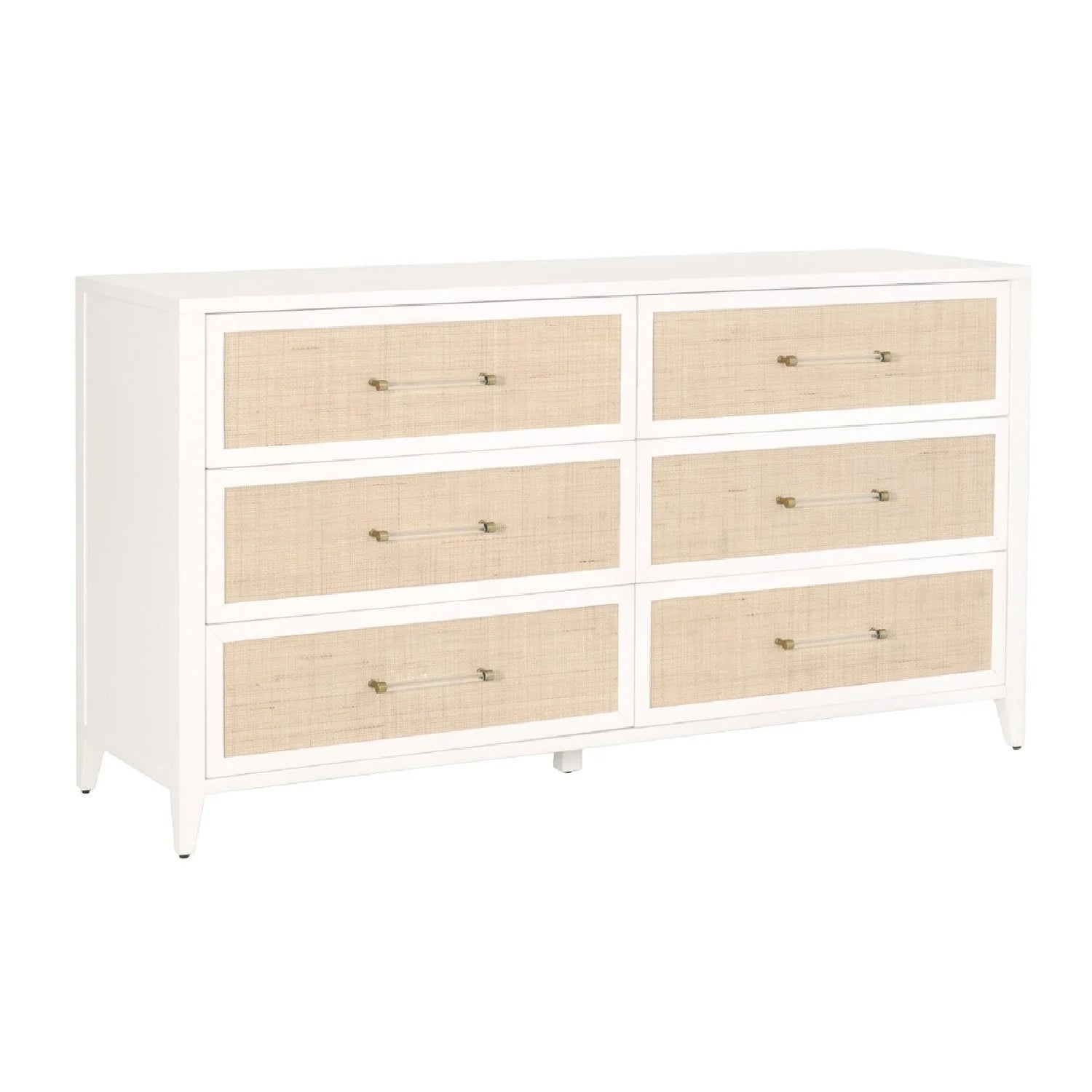 Luxury Modern White Rattan Double Dresser European Style for Villa