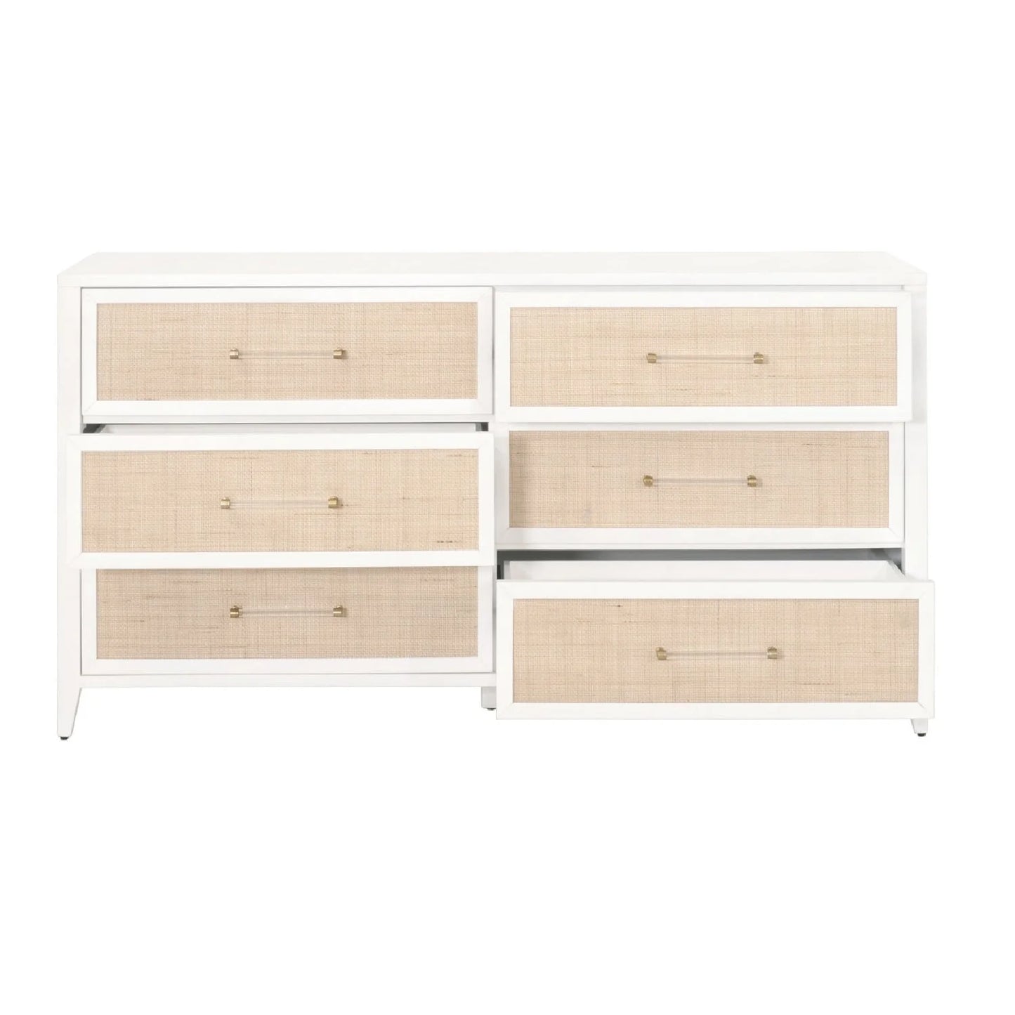 Luxury Modern White Rattan Double Dresser European Style for Villa