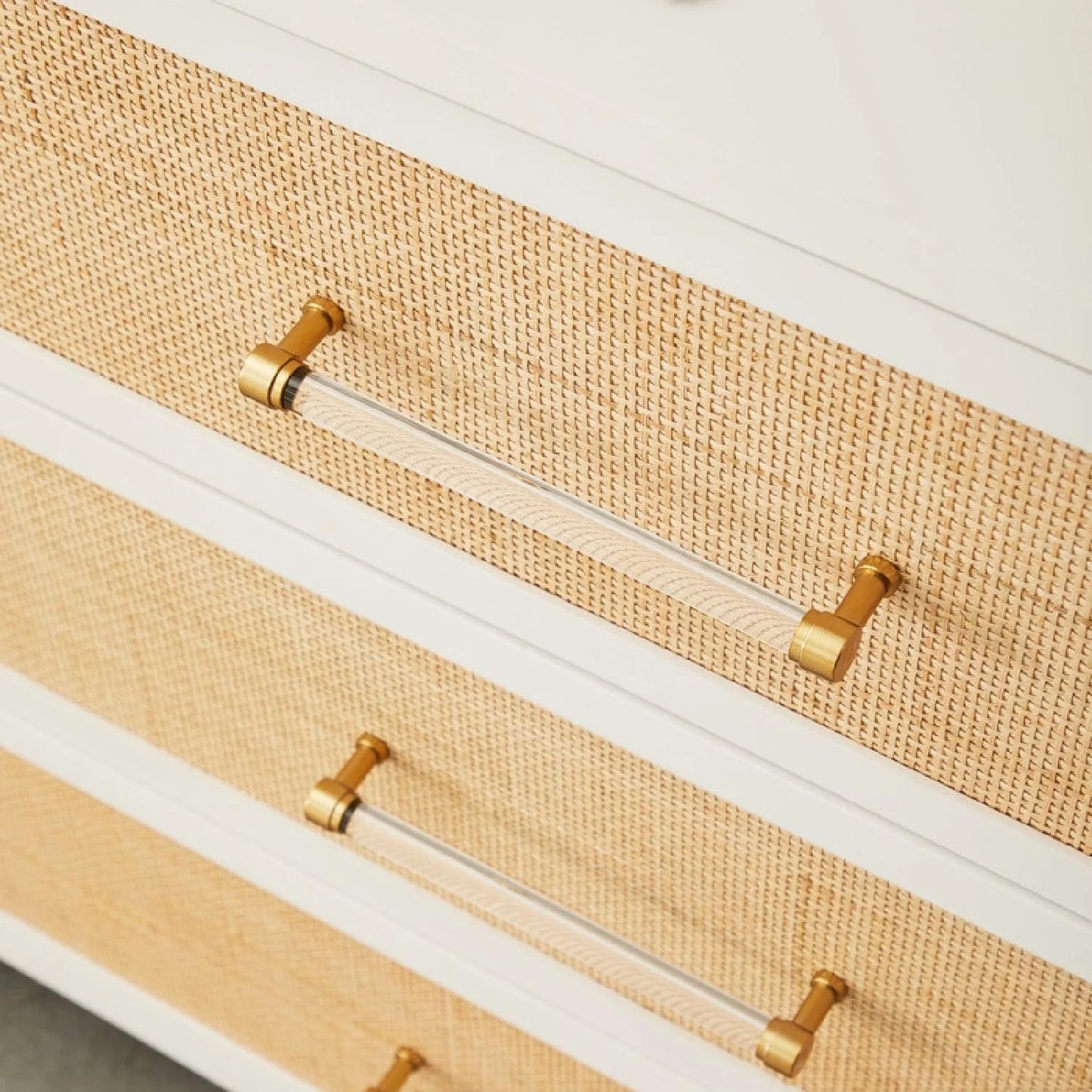 Luxury Modern White Rattan Double Dresser European Style for Villa