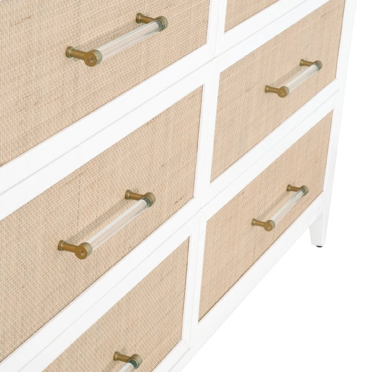 Luxury Modern White Rattan Double Dresser European Style for Villa