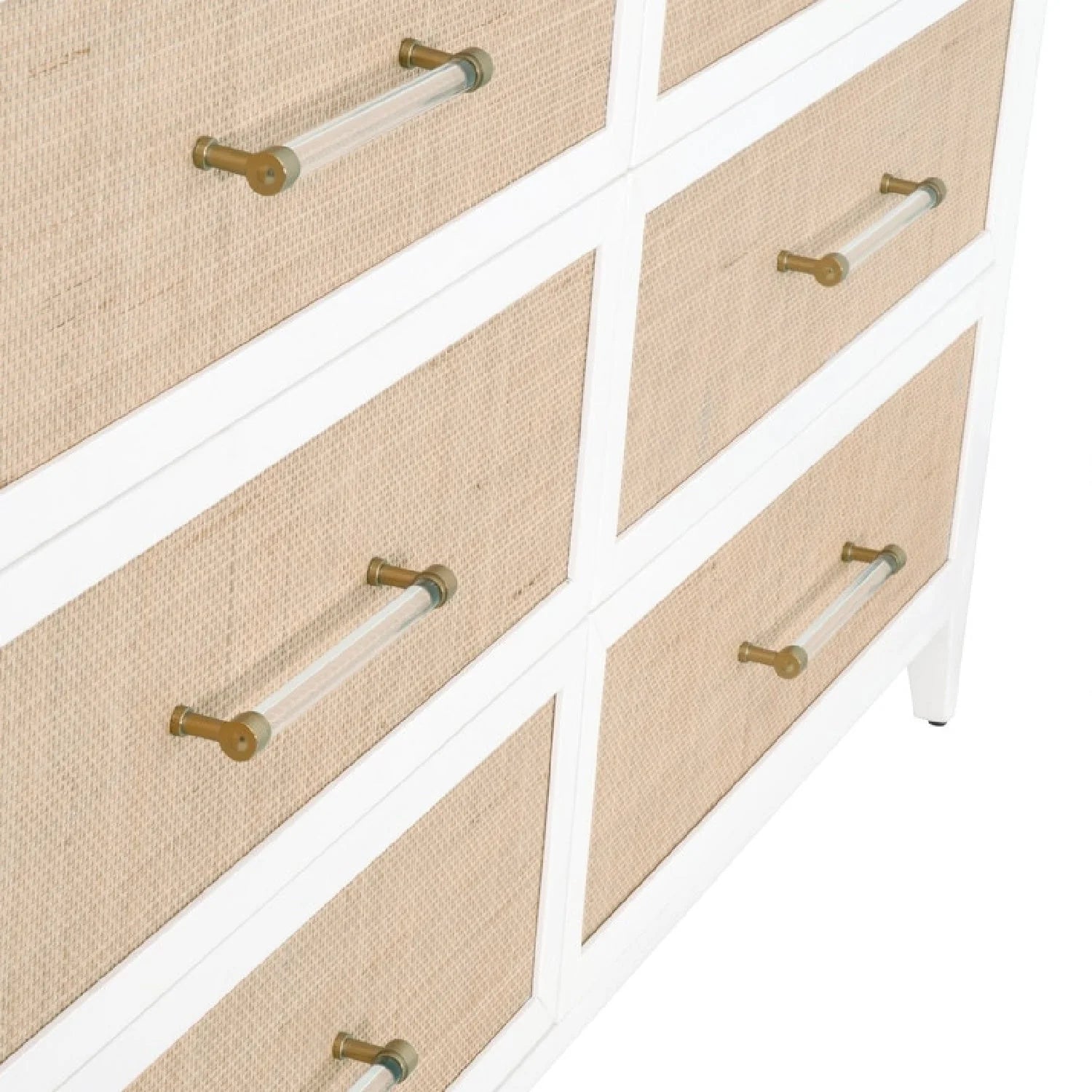 Luxury Modern White Rattan Double Dresser European Style for Villa