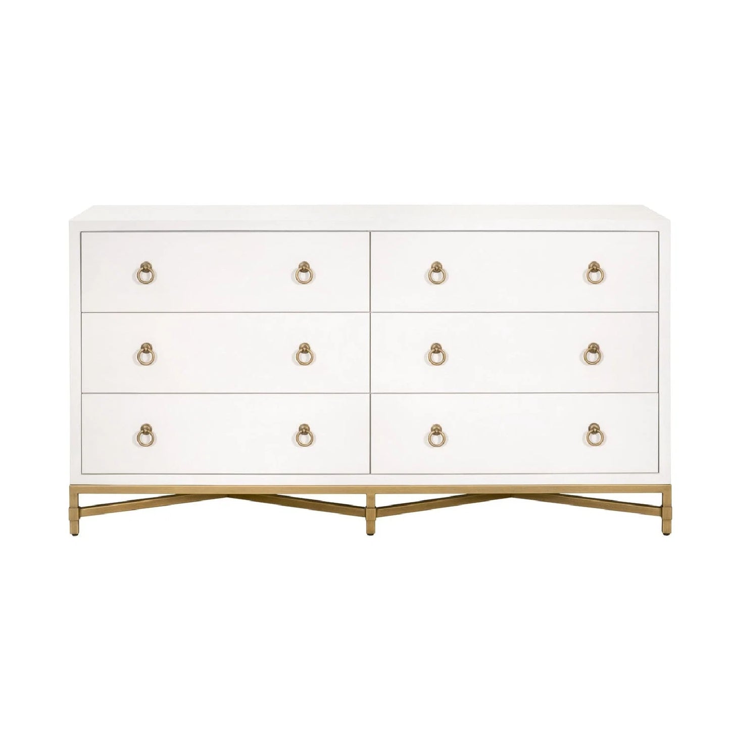 Luxury Modern White Shagreen 6-Drawer Dresser European Style for Villa