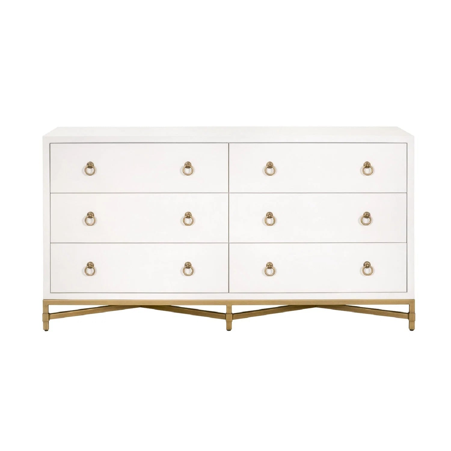 Luxury Modern White Shagreen 6-Drawer Dresser European Style for Villa