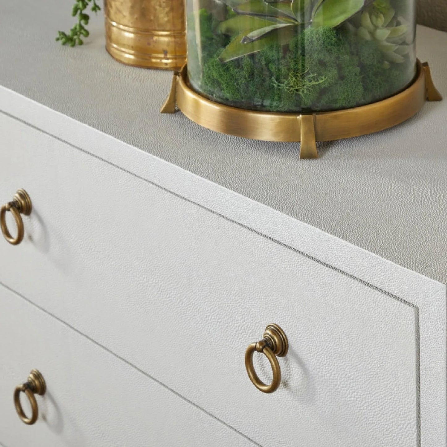 Luxury Modern White Shagreen 6-Drawer Dresser European Style for Villa