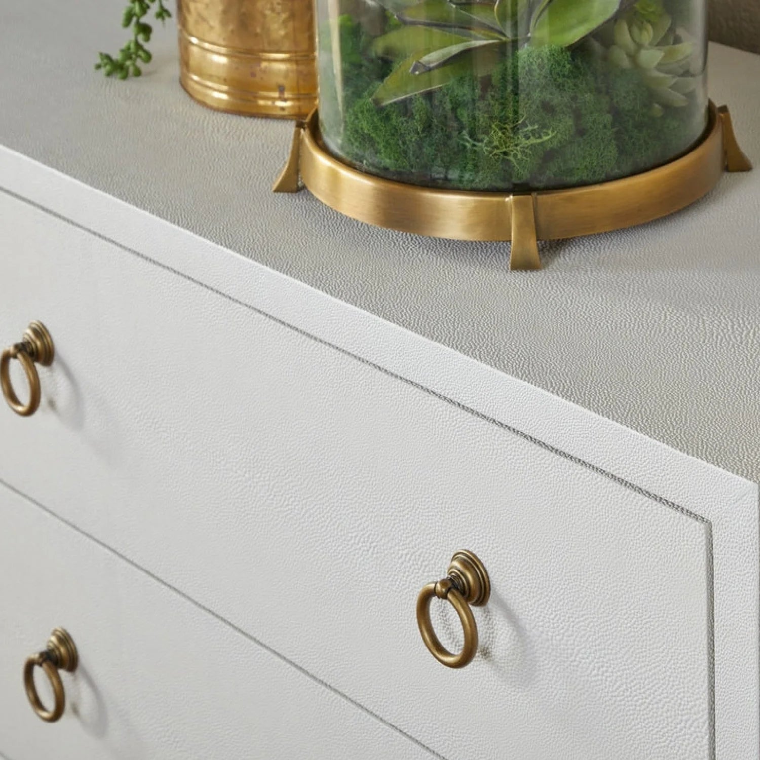 Luxury Modern White Shagreen 6-Drawer Dresser European Style for Villa