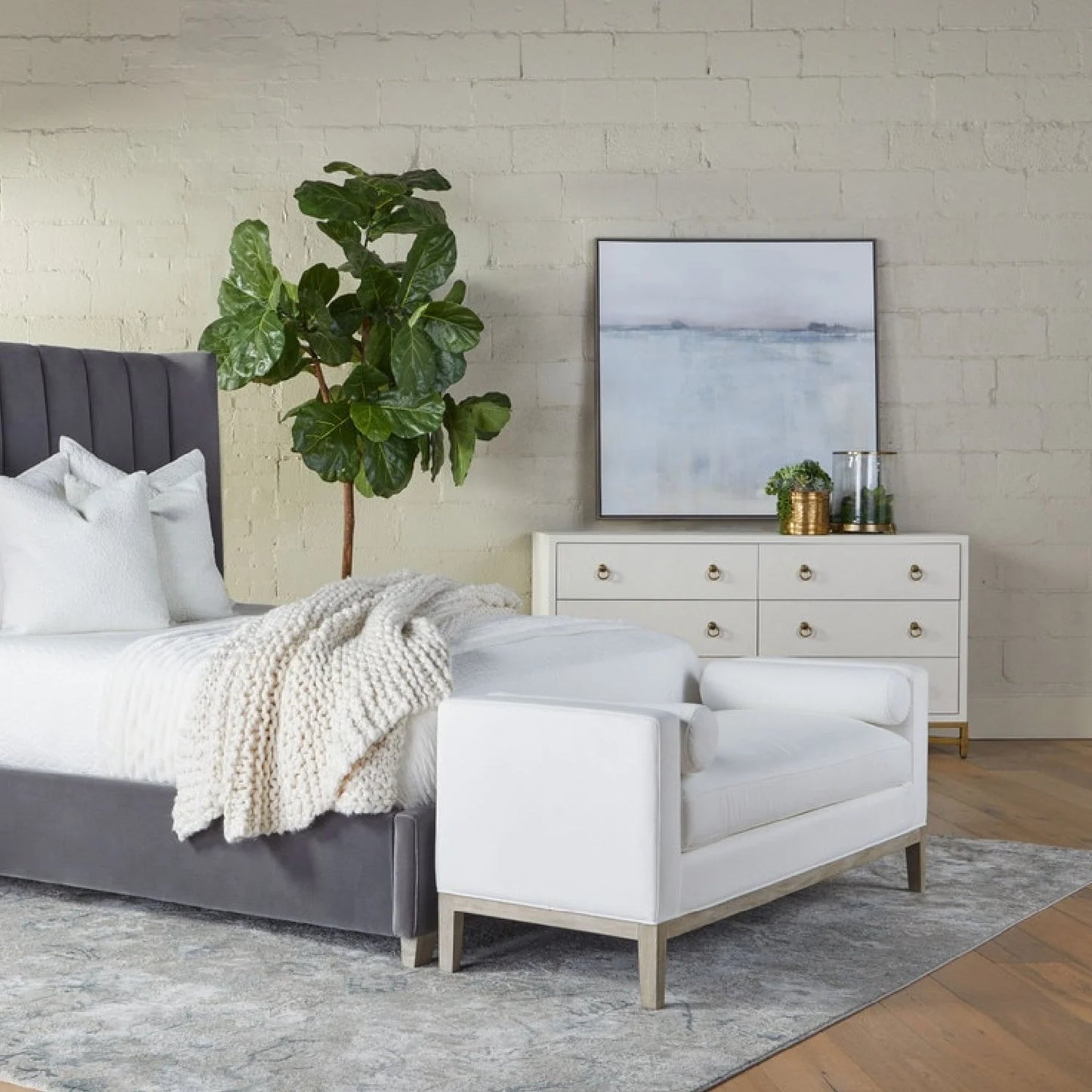 Luxury Modern White Shagreen 6-Drawer Dresser European Style for Villa