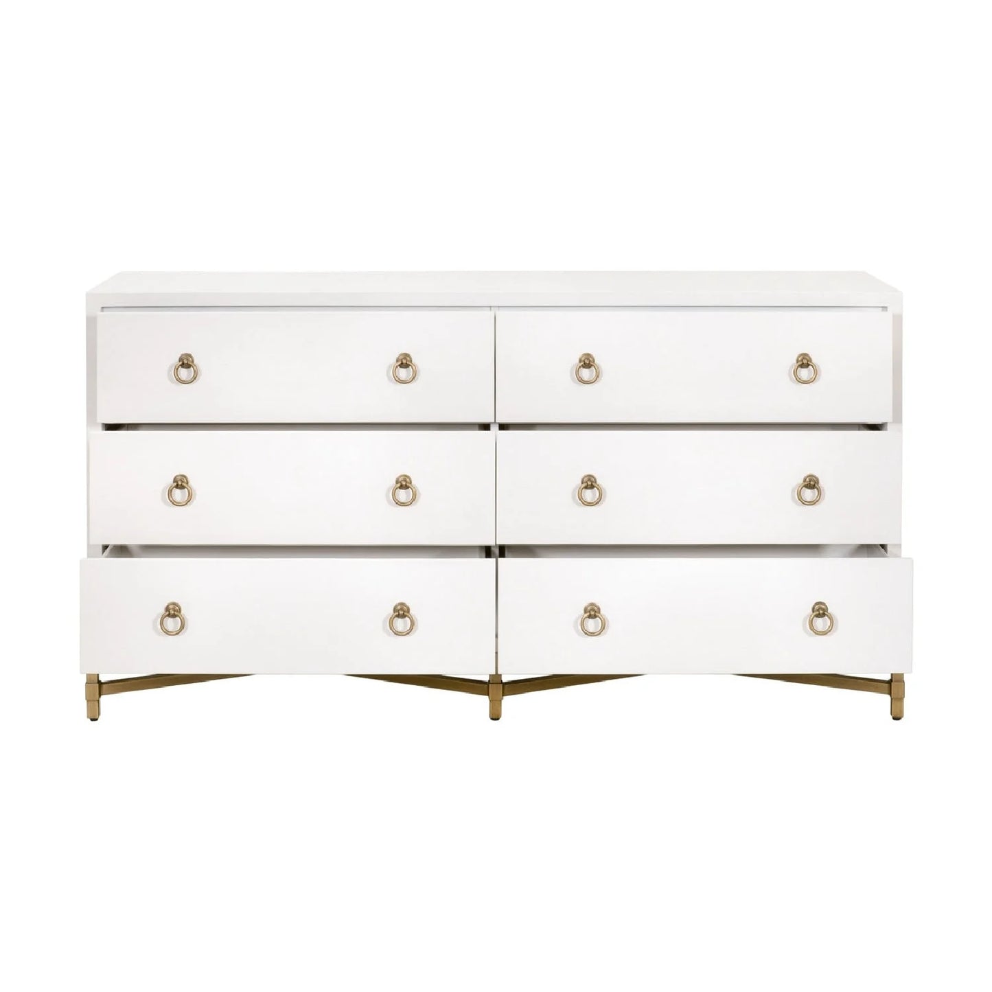 Luxury Modern White Shagreen 6-Drawer Dresser European Style for Villa