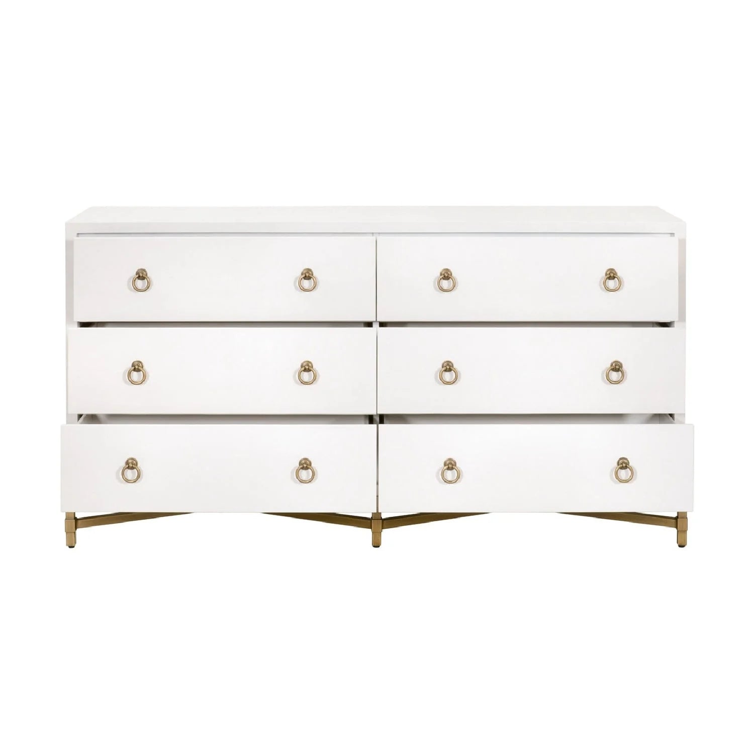 Luxury Modern White Shagreen 6-Drawer Dresser European Style for Villa