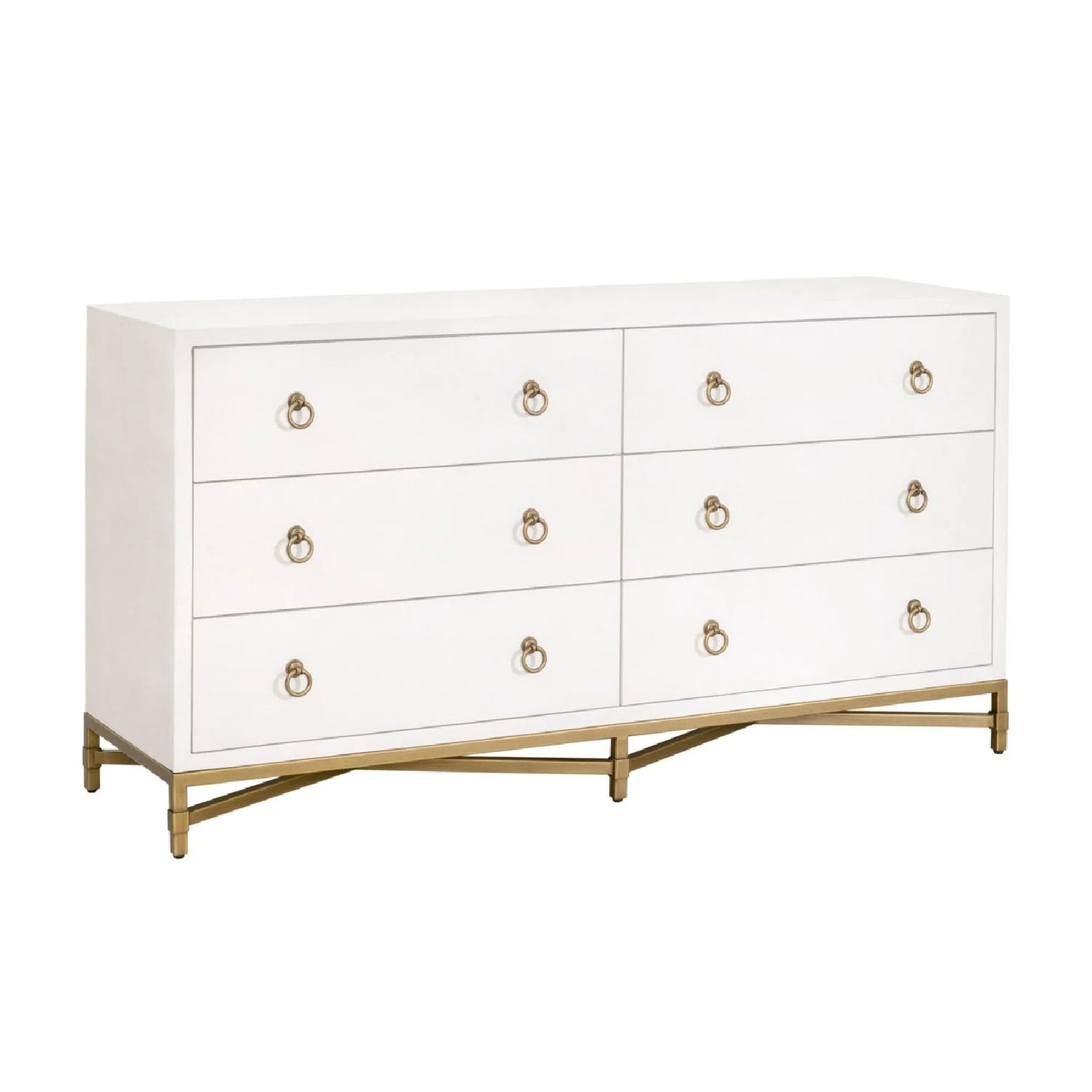 Luxury Modern White Shagreen 6-Drawer Dresser European Style for Villa