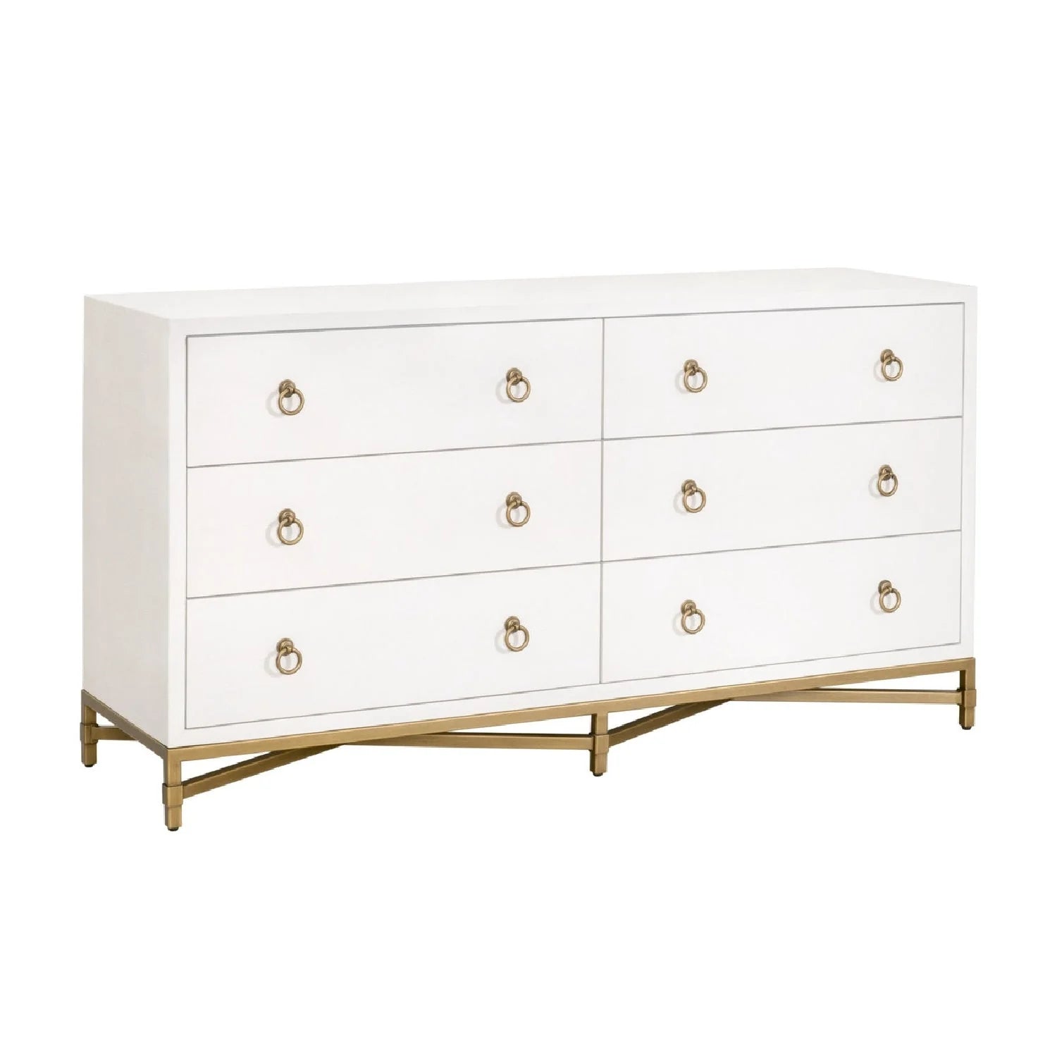Luxury Modern White Shagreen 6-Drawer Dresser European Style for Villa
