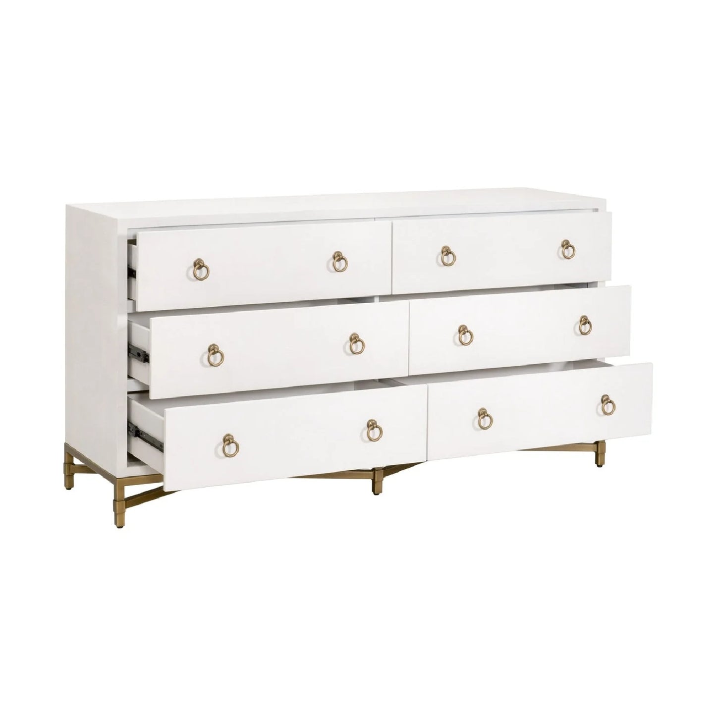 Luxury Modern White Shagreen 6-Drawer Dresser European Style for Villa