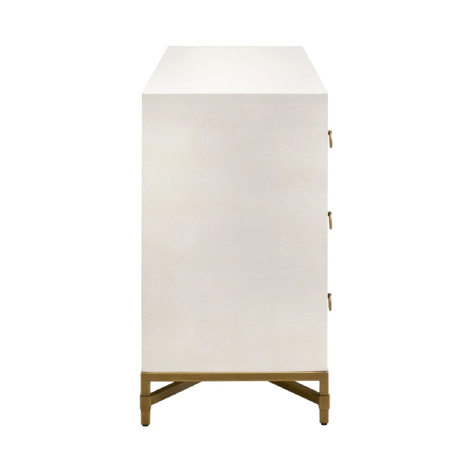 Luxury Modern White Shagreen 6-Drawer Dresser European Style for Villa