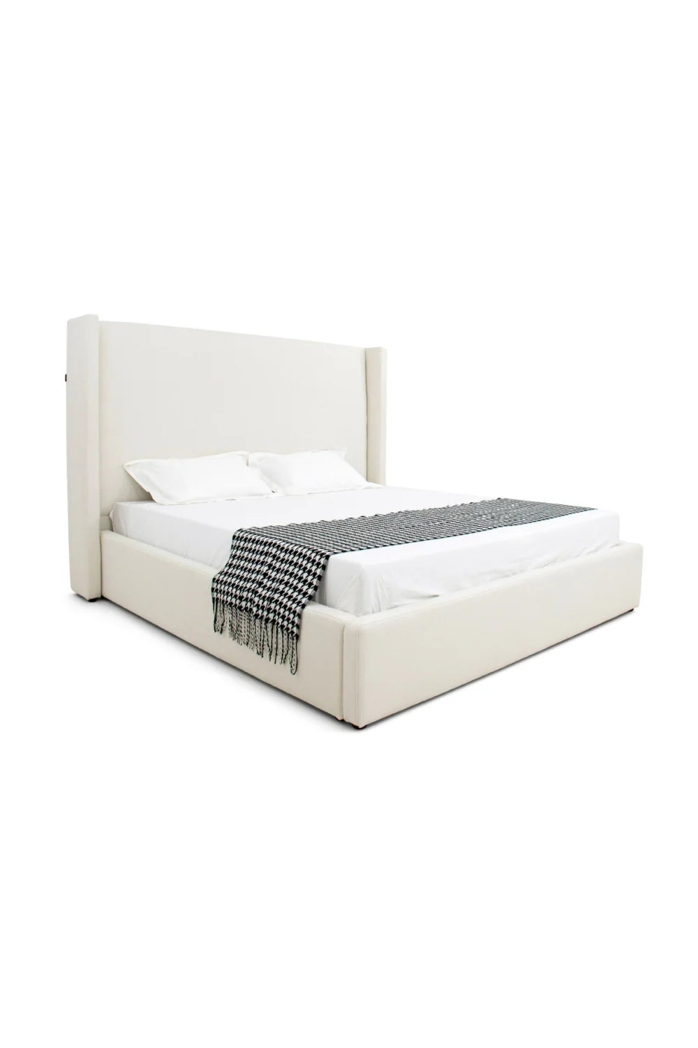 Luxury Modern White Teddy Fabric Bed European Style for Villa