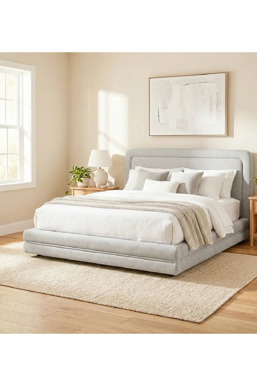 Luxury Modern White Tufted Bed European Style for Villa