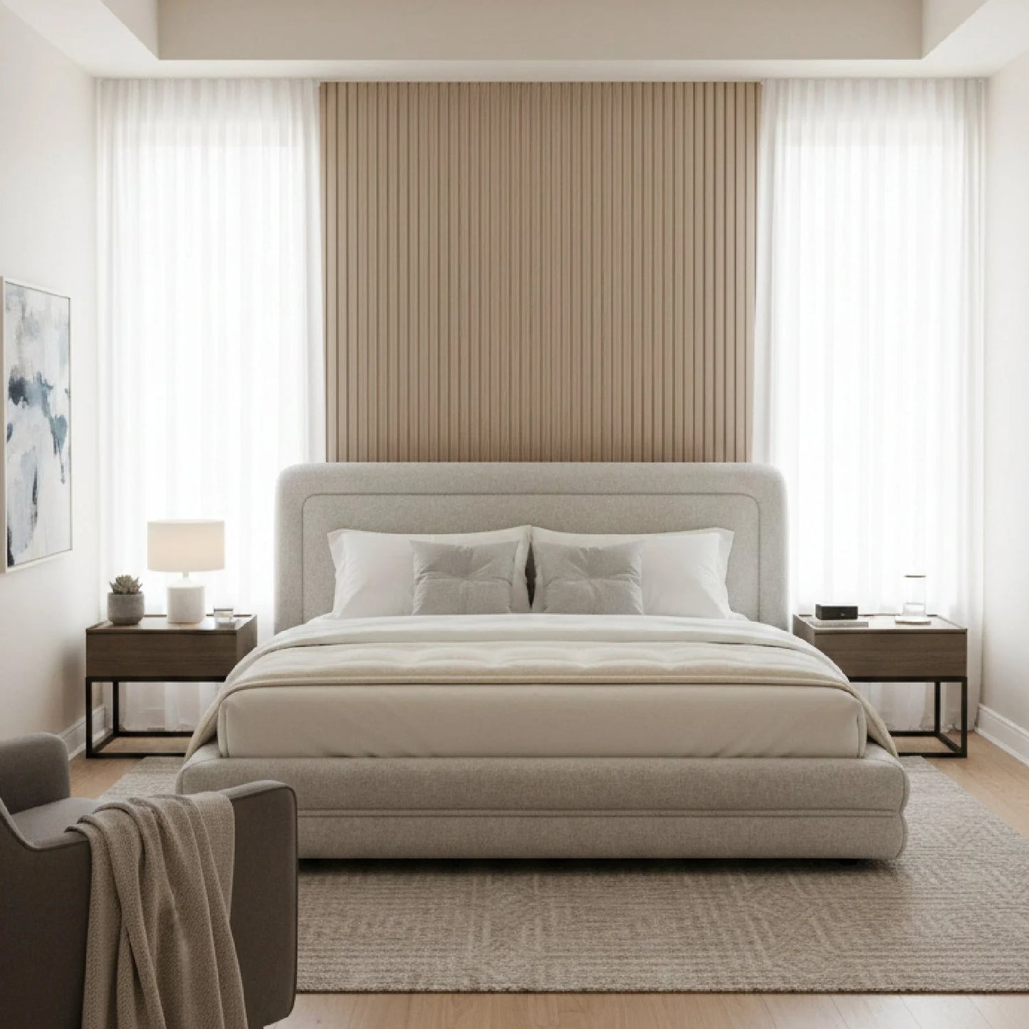 Luxury Modern White Tufted Bed European Style for Villa