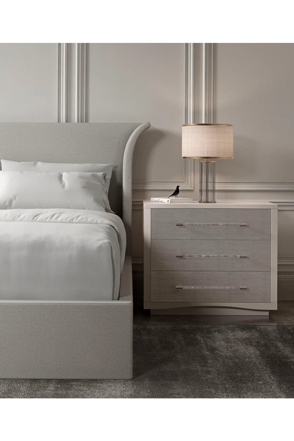 Luxury Modern White Upholstered Bed European Style for Villa
