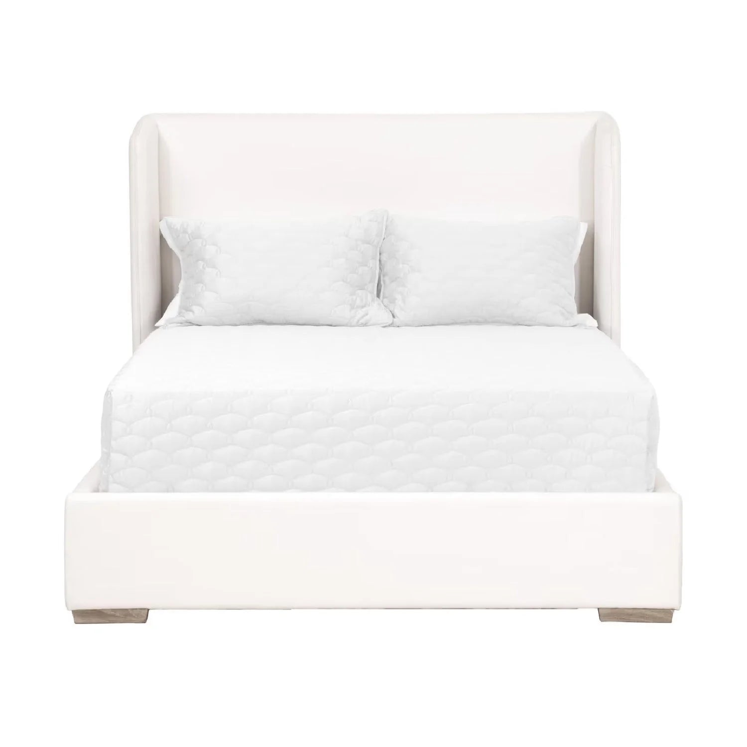 Luxury Modern White Wing Panelled King Bed European Style for Villa