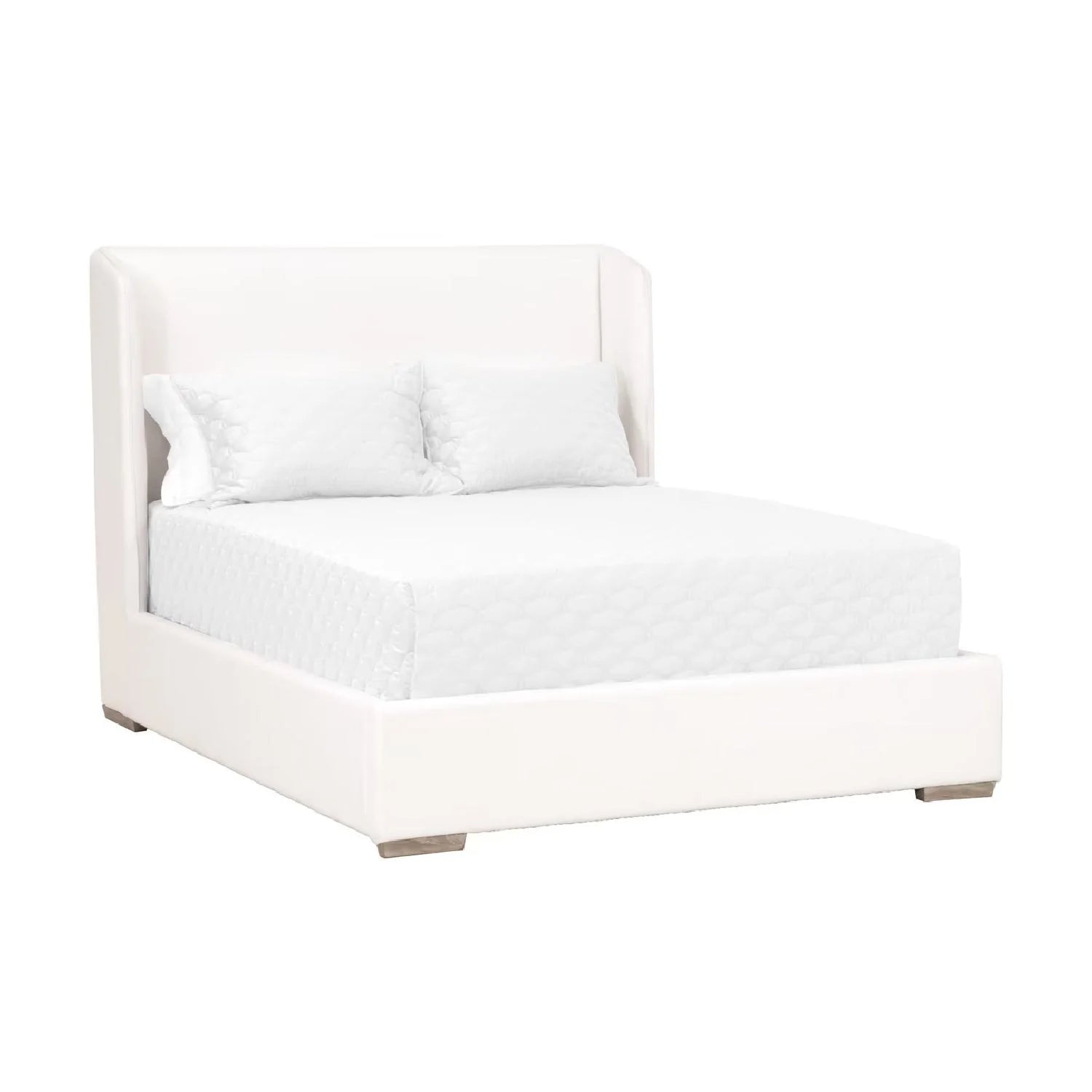 Luxury Modern White Wing Panelled King Bed European Style for Villa