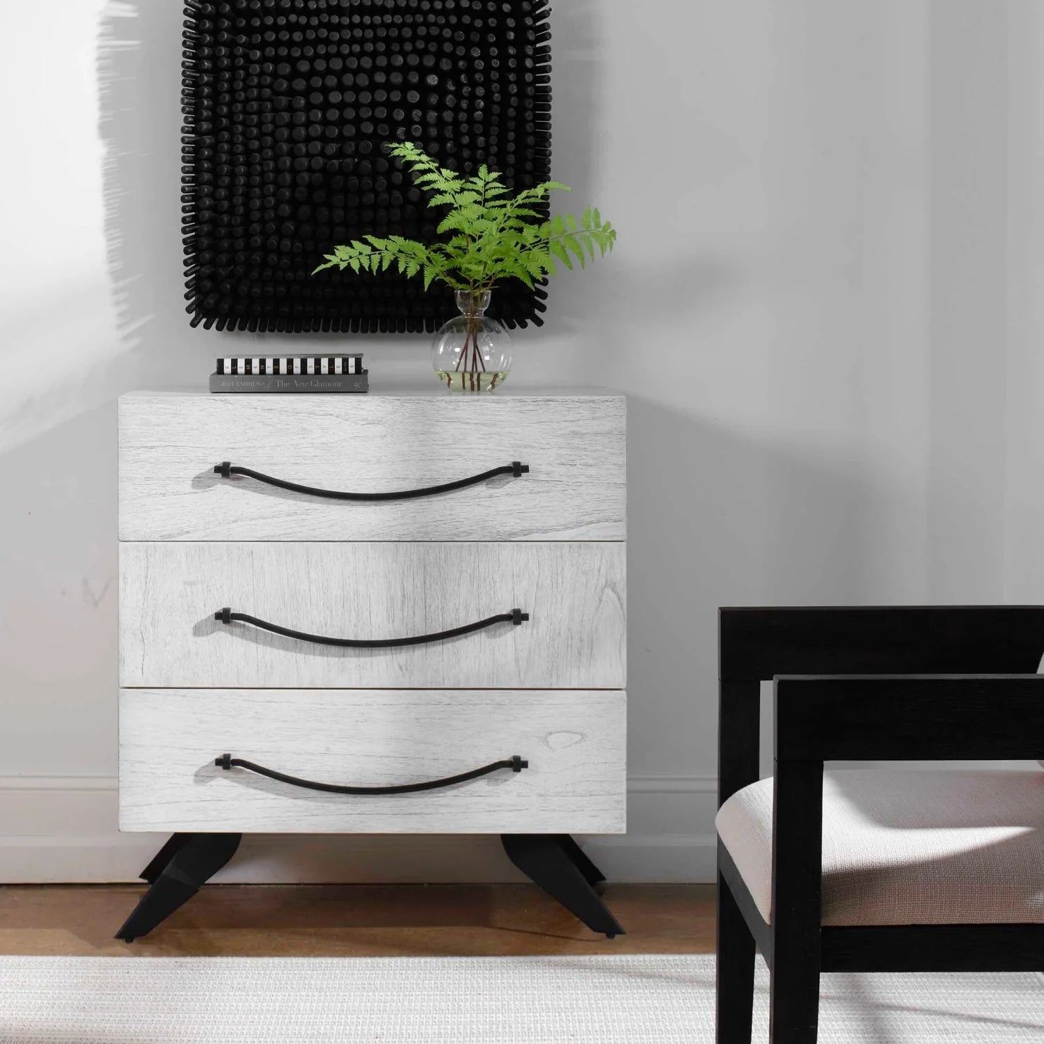 Luxury Modern White Wood 3-Drawer Chest European Style for Villa