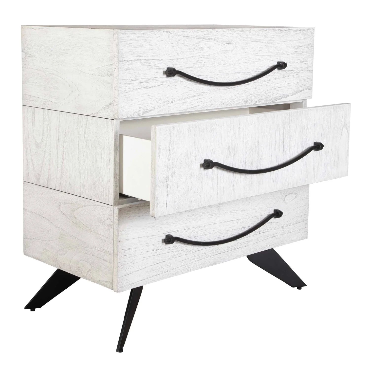 Luxury Modern White Wood 3-Drawer Chest European Style for Villa