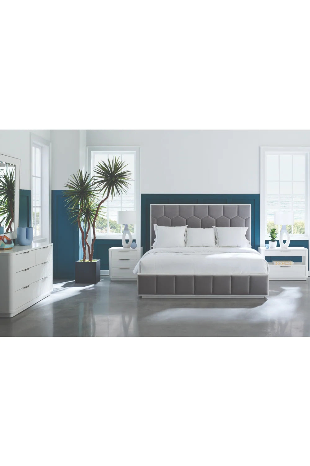 Luxury Modern White Woven Dresser European Style for Villa
