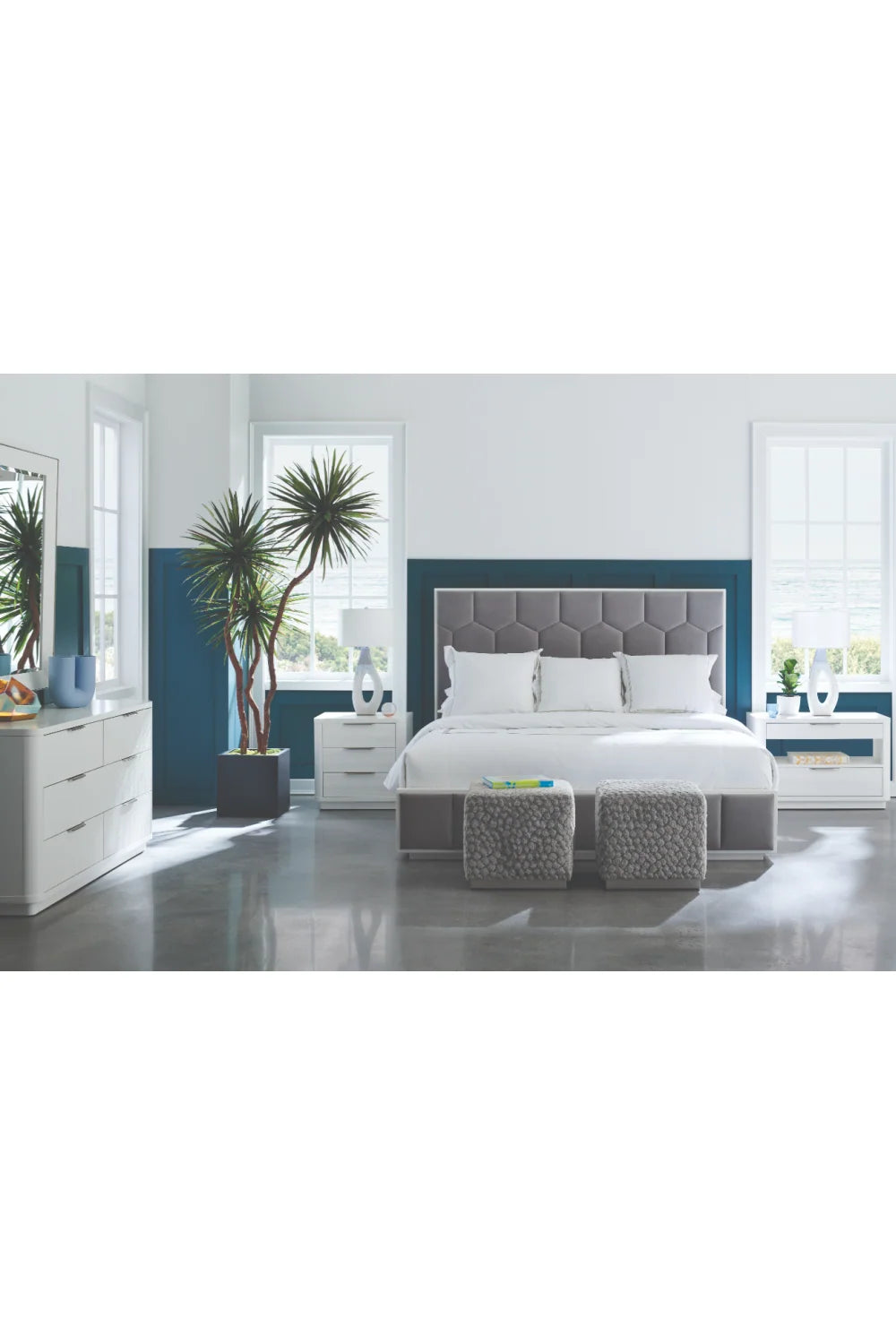 Luxury Modern White Woven Dresser European Style for Villa