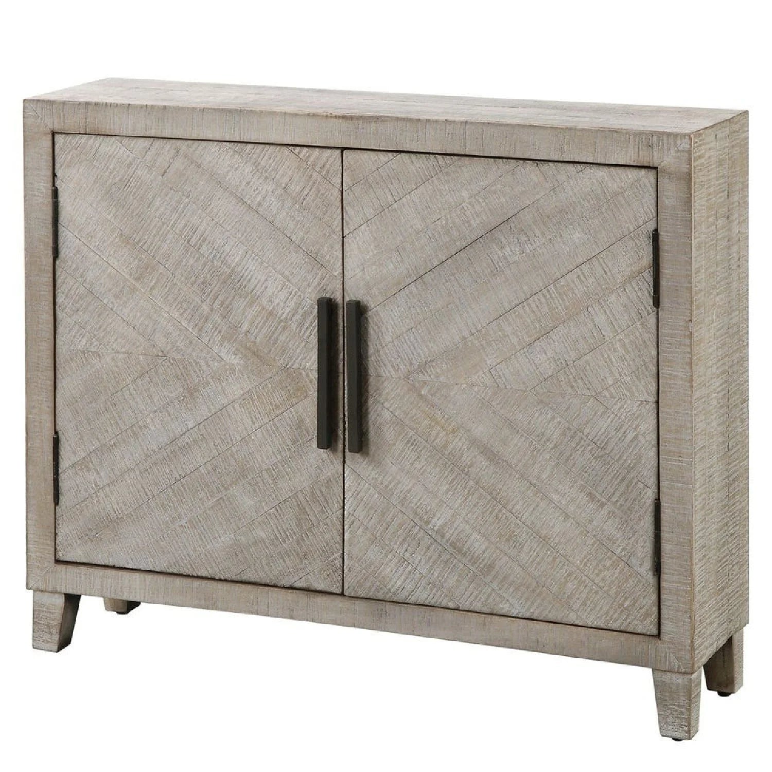 Luxury Modern Whitewashed Fir Wood 2-Door Cabinet European Style for Villa