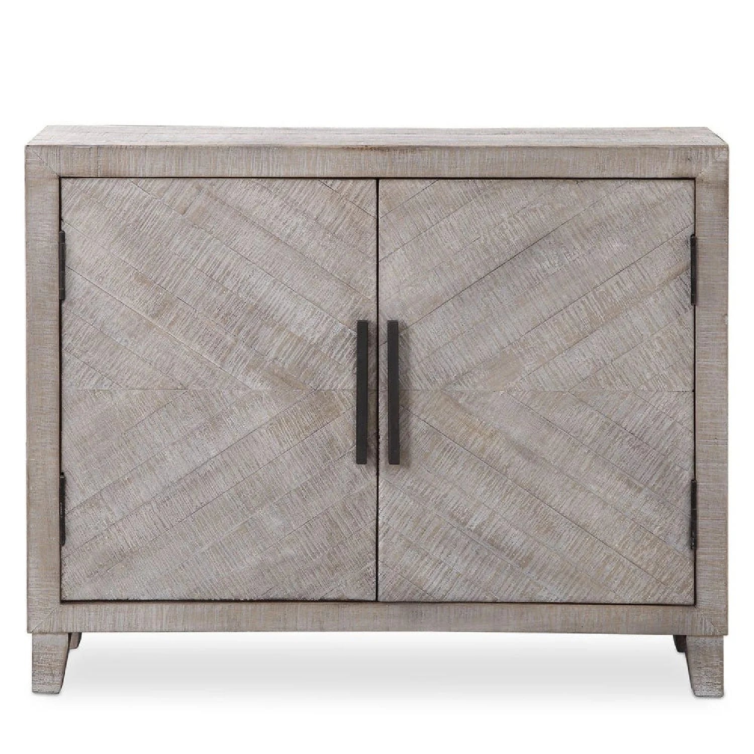 Luxury Modern Whitewashed Fir Wood 2-Door Cabinet European Style for Villa