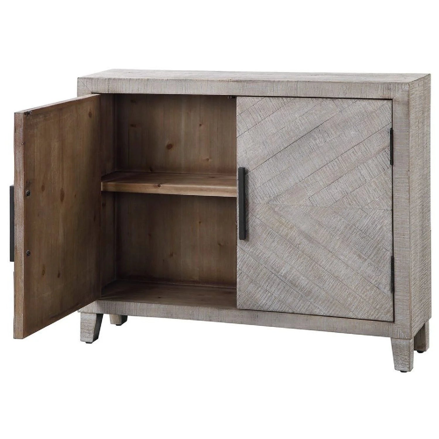 Luxury Modern Whitewashed Fir Wood 2-Door Cabinet European Style for Villa
