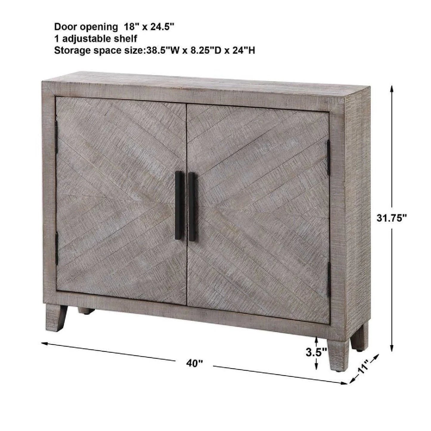 Luxury Modern Whitewashed Fir Wood 2-Door Cabinet European Style for Villa