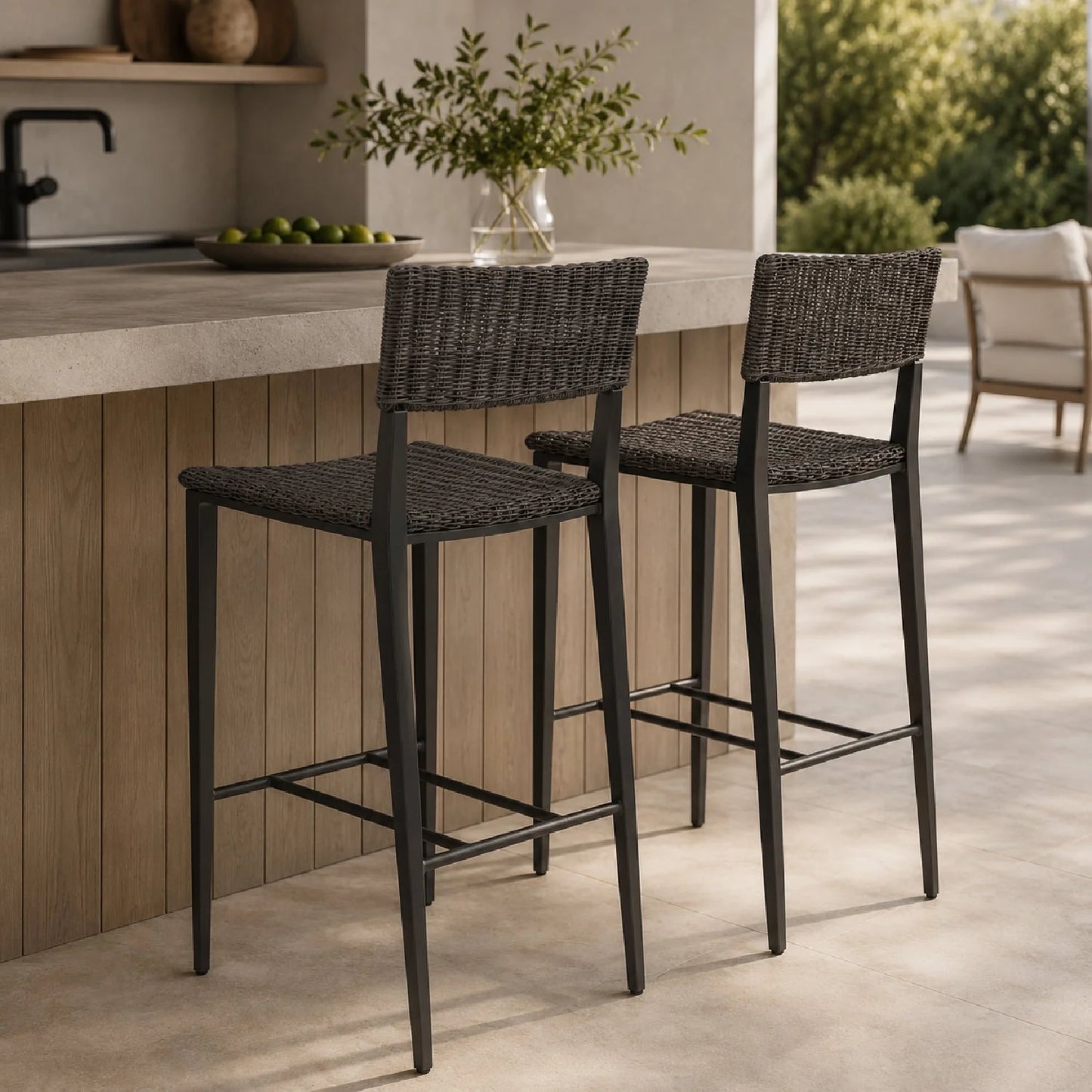 Luxury Modern Wicker Outdoor Counter Stool European Style for Villa