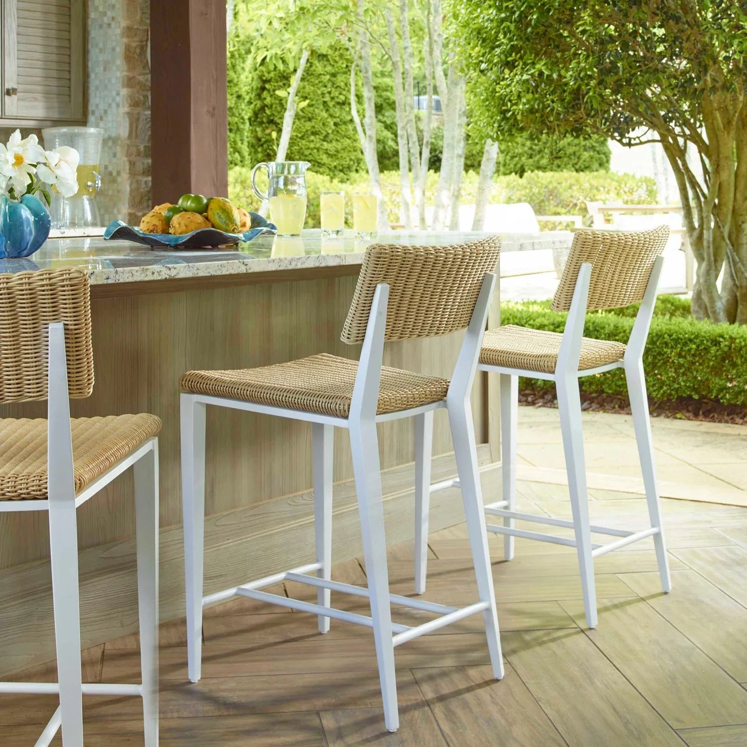 Luxury Modern Wicker Outdoor Counter Stool European Style for Villa