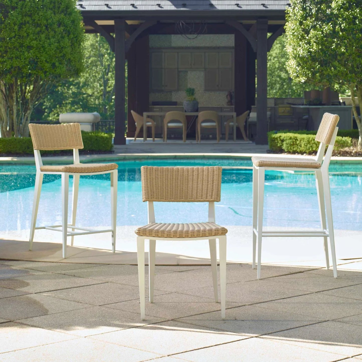 Luxury Modern Wicker Outdoor Counter Stool European Style for Villa