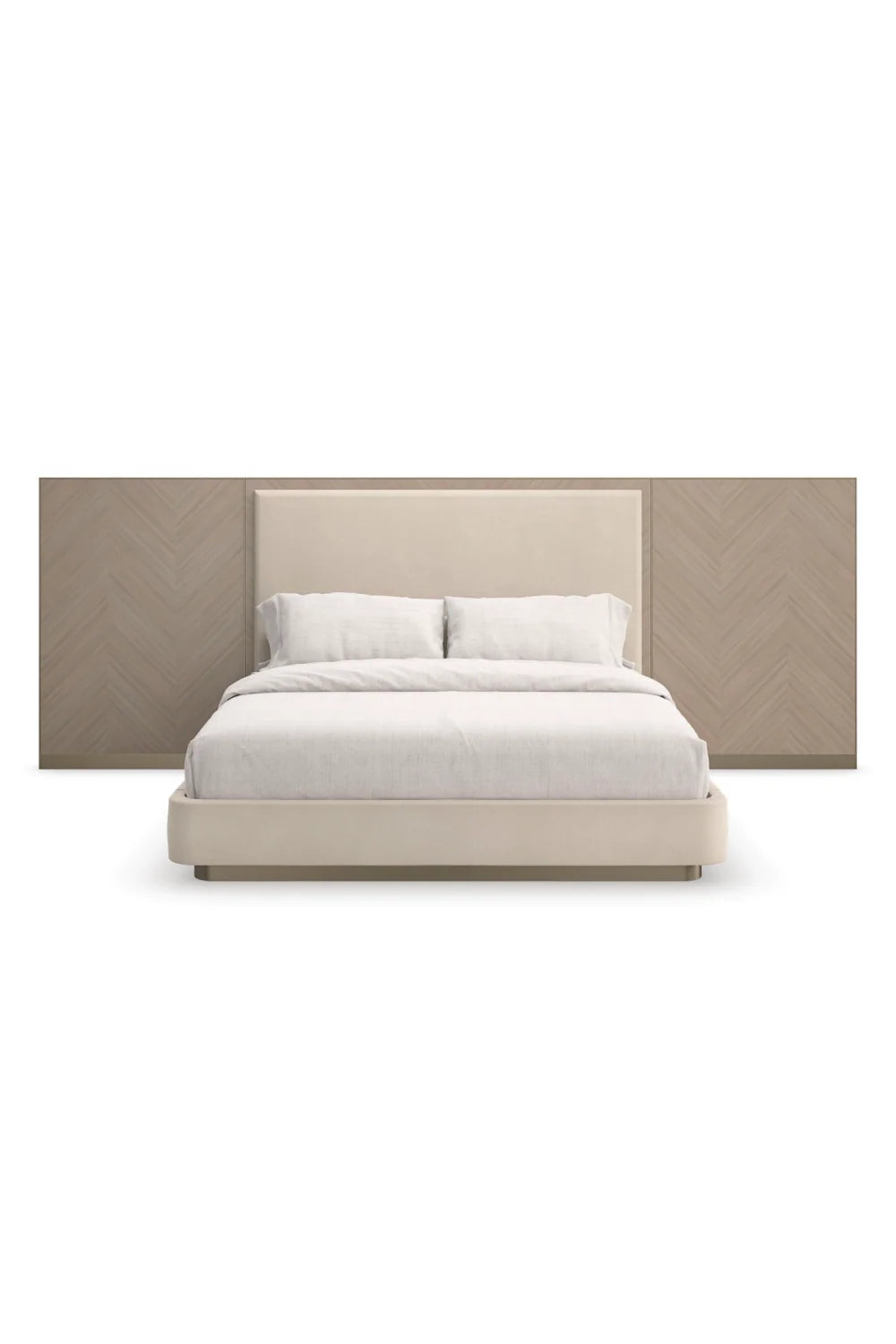 Luxury Modern Wing Panelled Cream Bed European Style for Villa