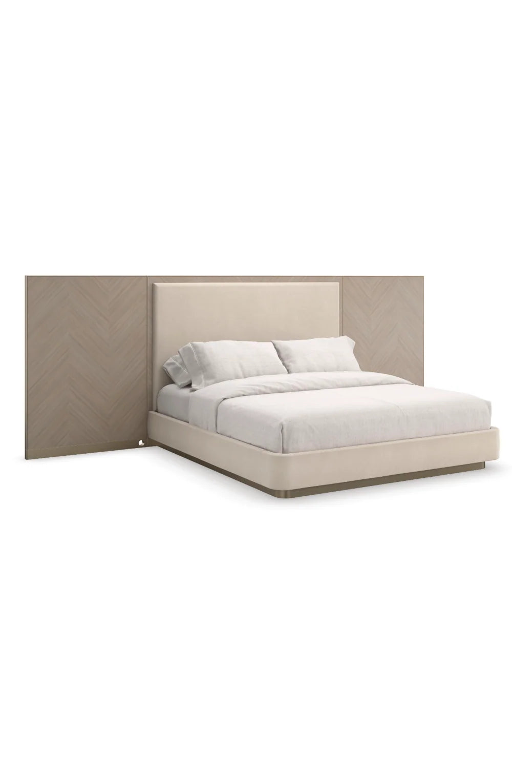 Luxury Modern Wing Panelled Cream Bed European Style for Villa