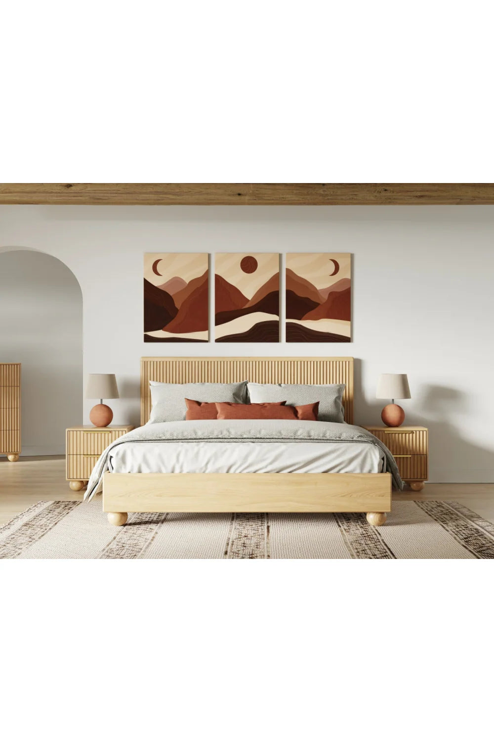 Luxury Modern Winters Fluted Oak Nightstand European Style for Villa