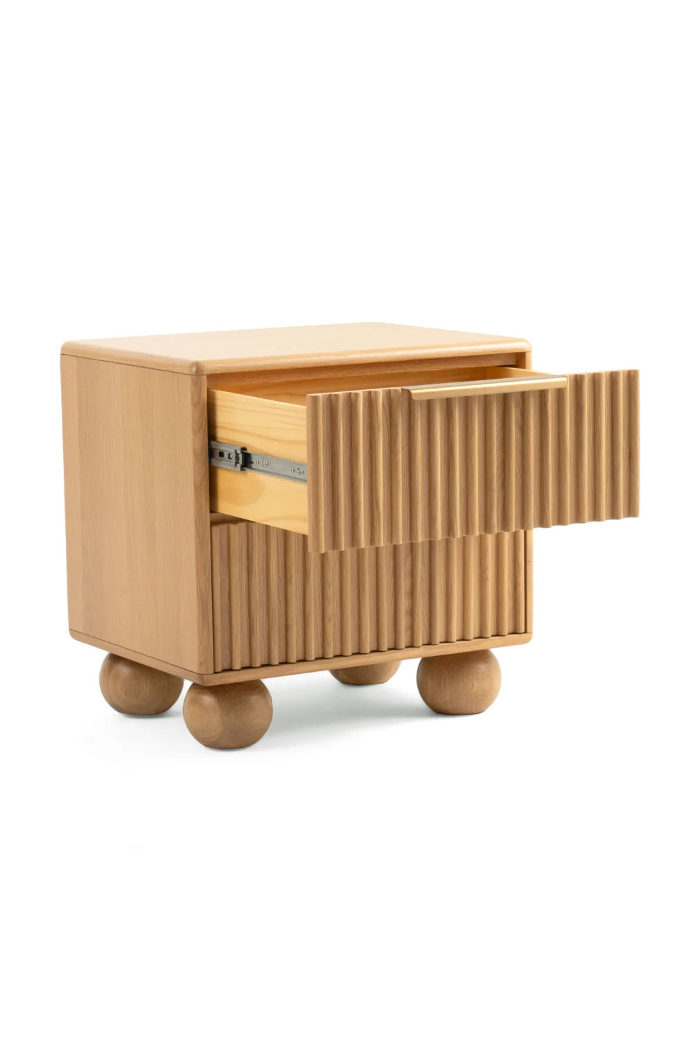 Luxury Modern Winters Fluted Oak Nightstand European Style for Villa