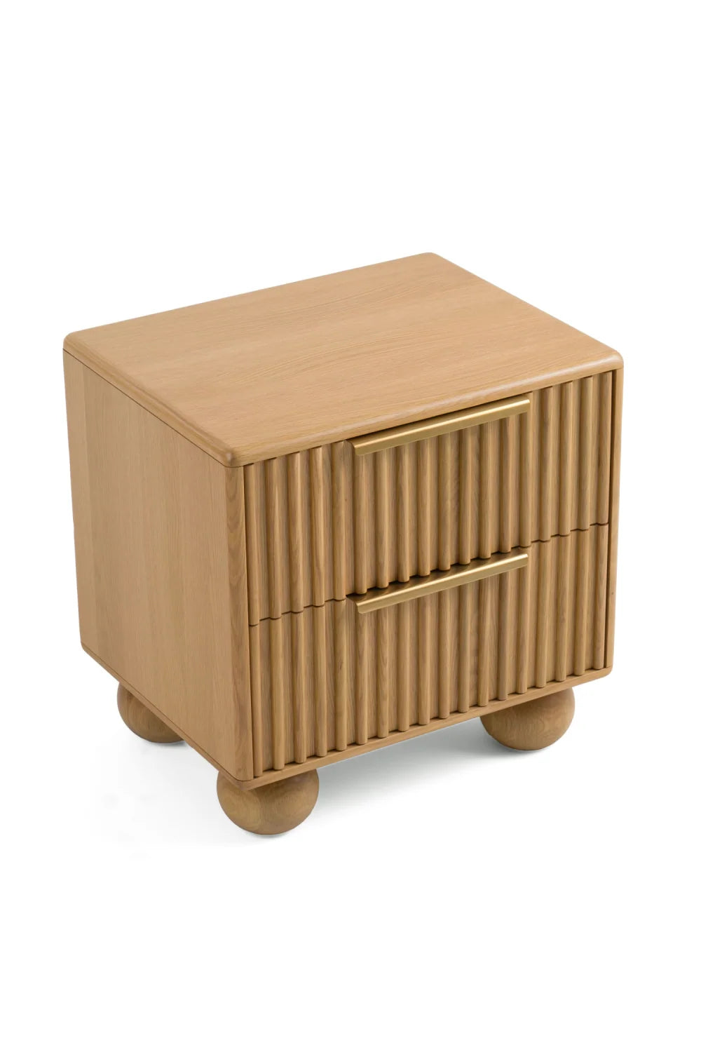 Luxury Modern Winters Fluted Oak Nightstand European Style for Villa