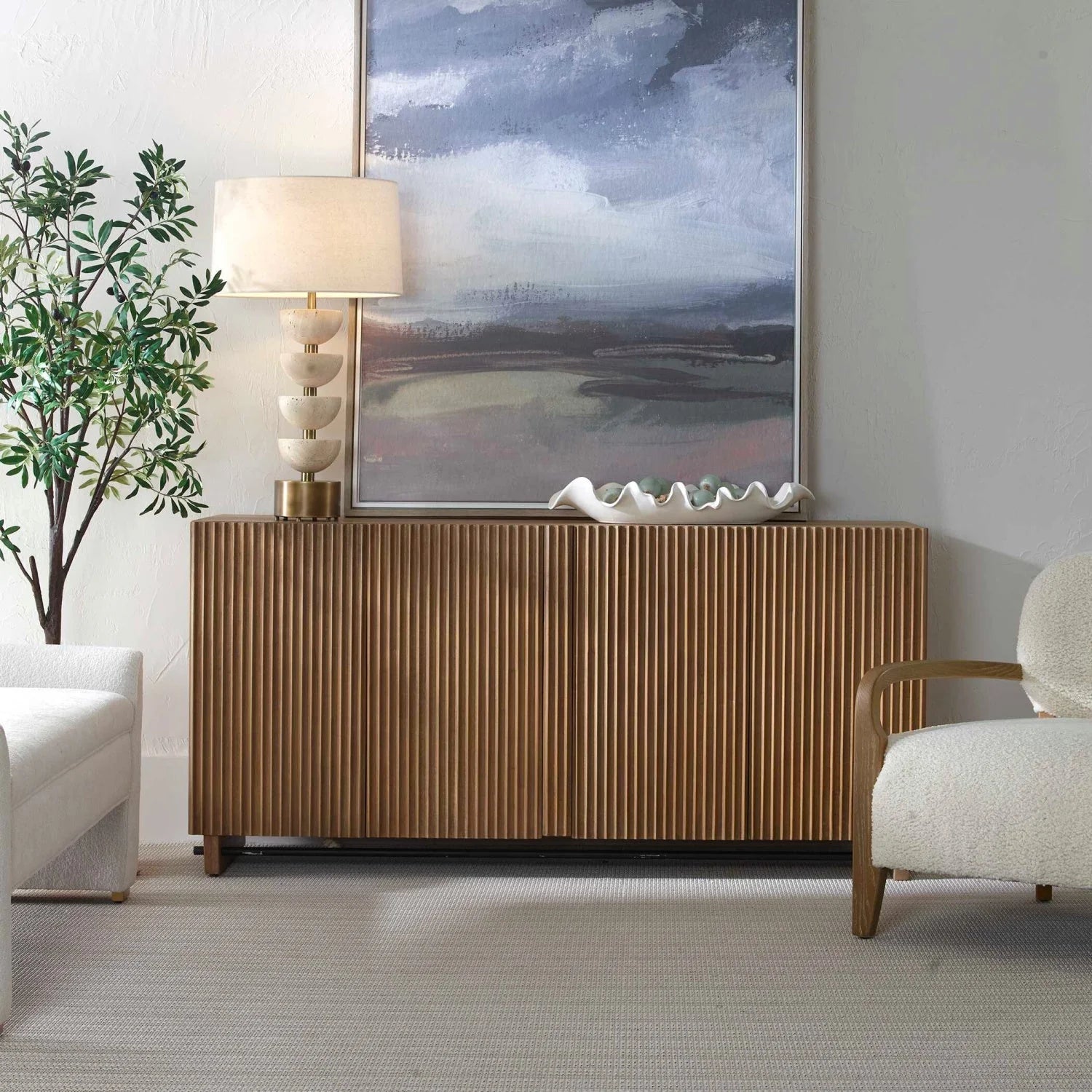 Luxury Modern Wood 4-Door Cabinet European Style for Villa