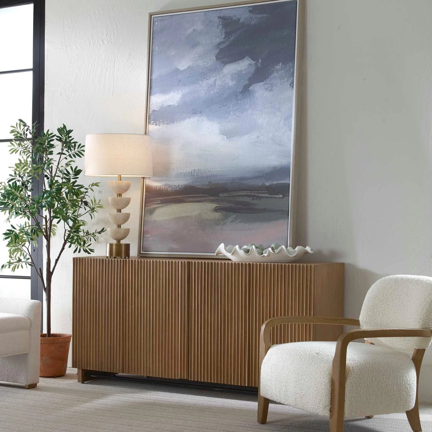 Luxury Modern Wood 4-Door Cabinet European Style for Villa