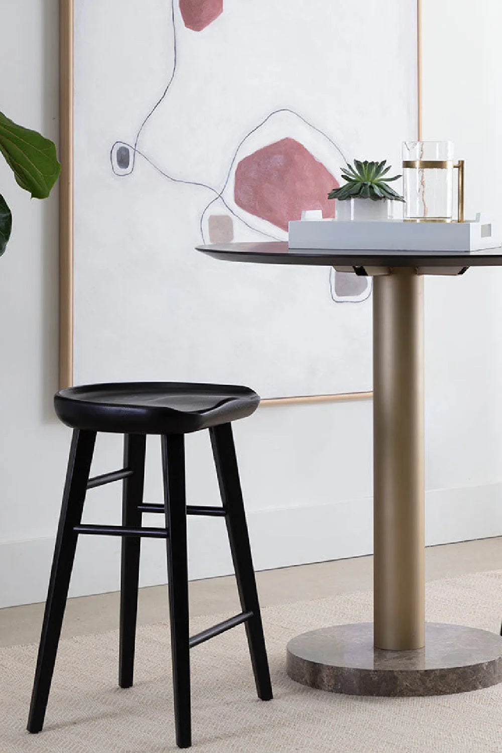 Luxury Modern Wood Counter Stool European Style for Villa