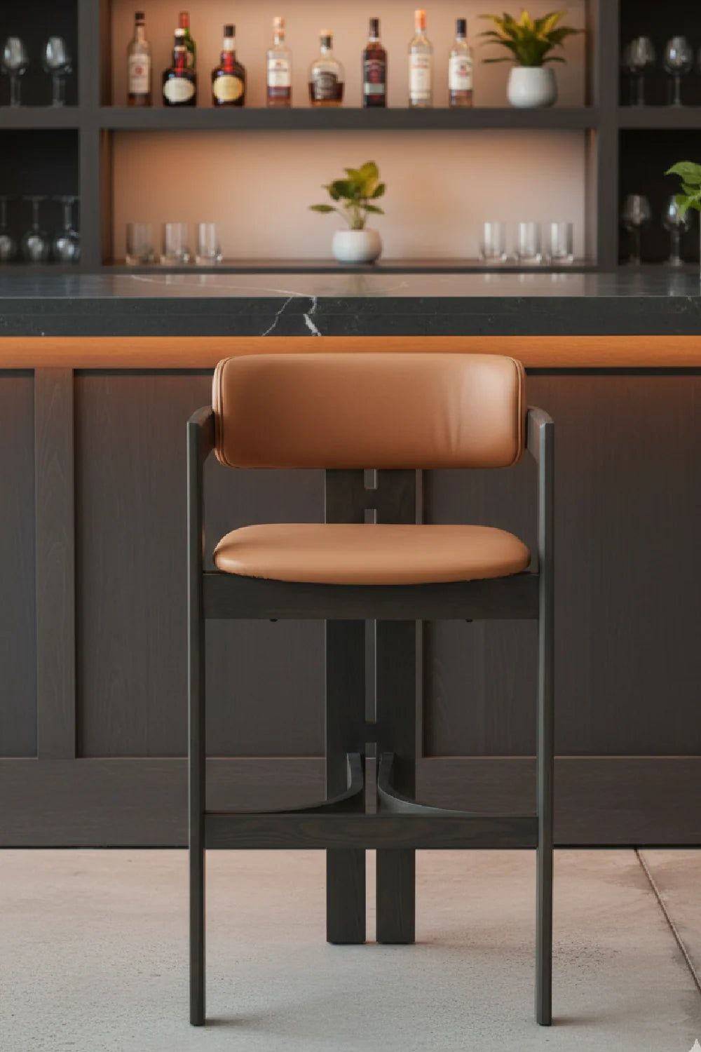 Luxury Modern Wood Framed Bar Stool European Style for Villa