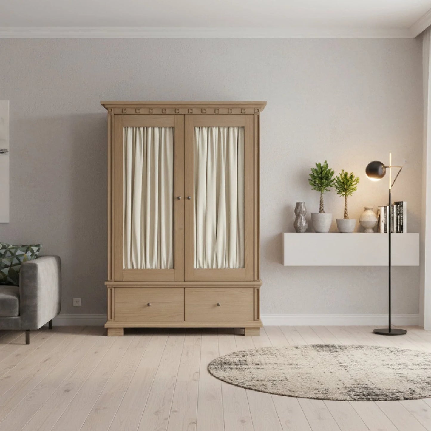 Luxury Modern Wood Tall Cabinet European Style for Villa