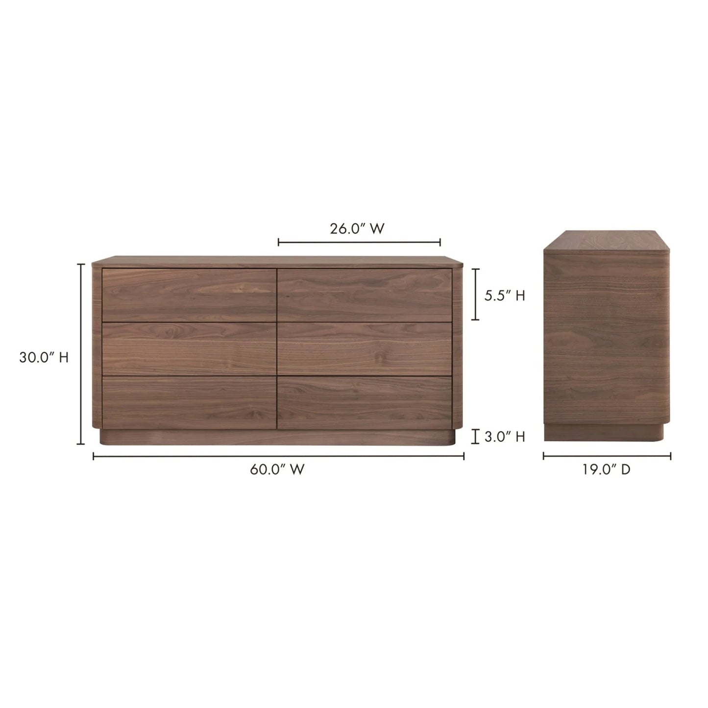 Luxury Modern Wooden 6-Drawer Dresser European Style for Villa