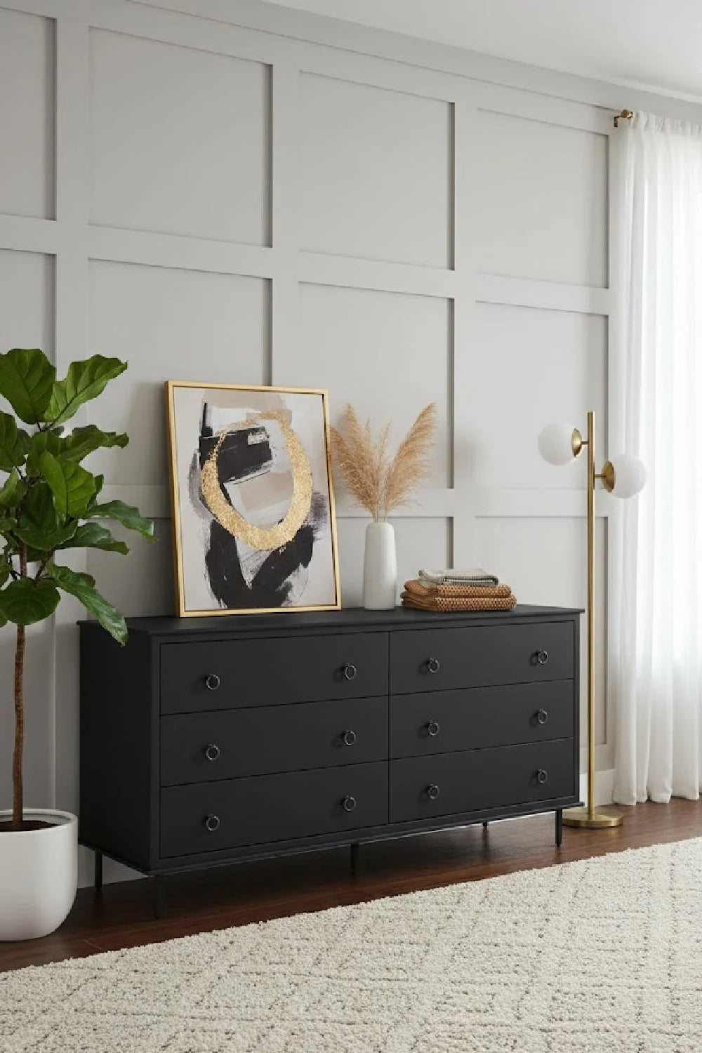 Luxury Modern Wooden 6-Drawer Dresser European Style for Villa