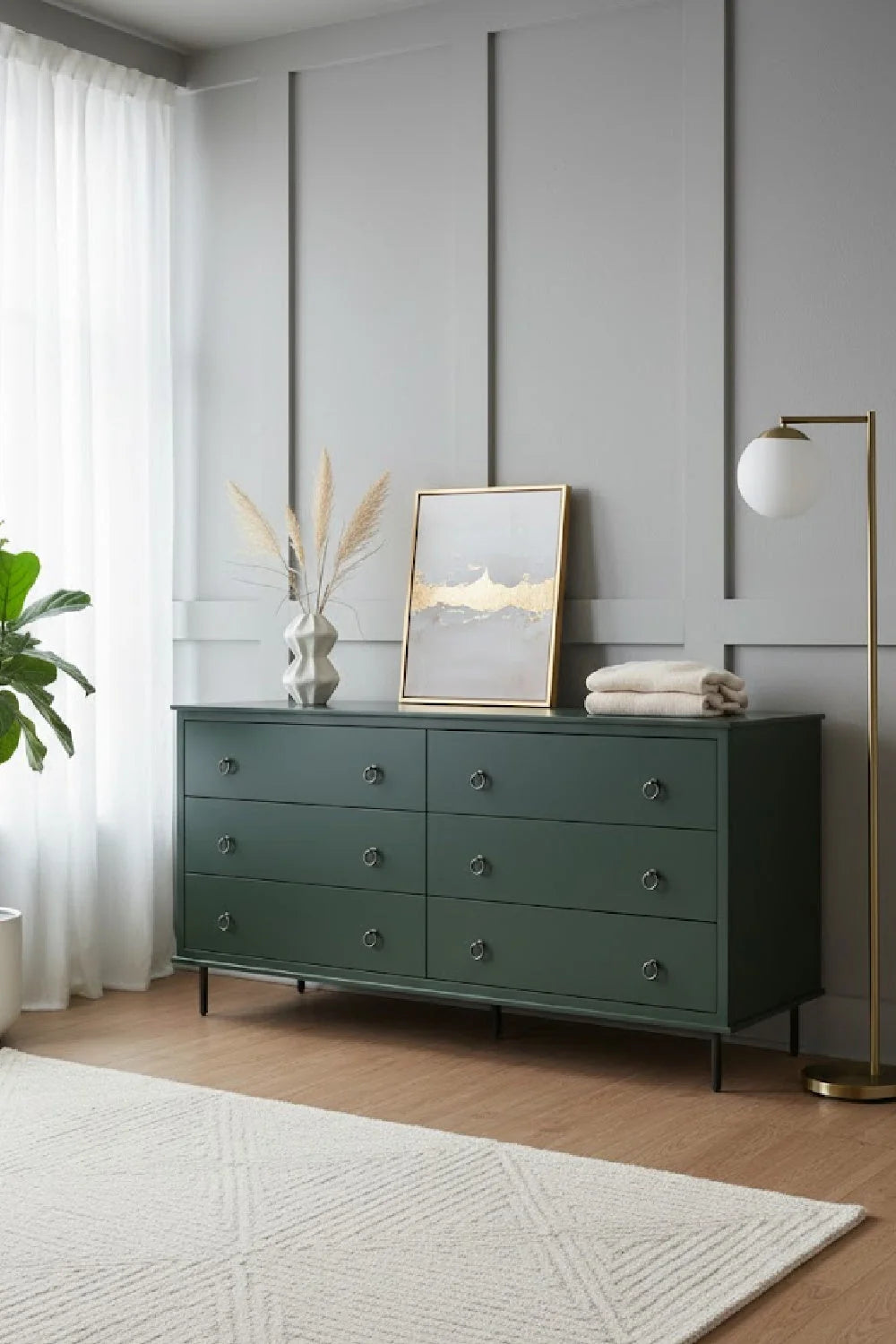 Luxury Modern Wooden 6-Drawer Dresser European Style for Villa