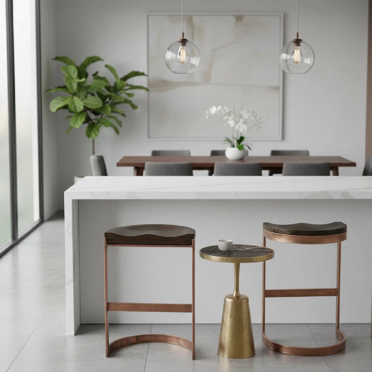 Luxury Modern Wooden Counter Stool European Style for Villa